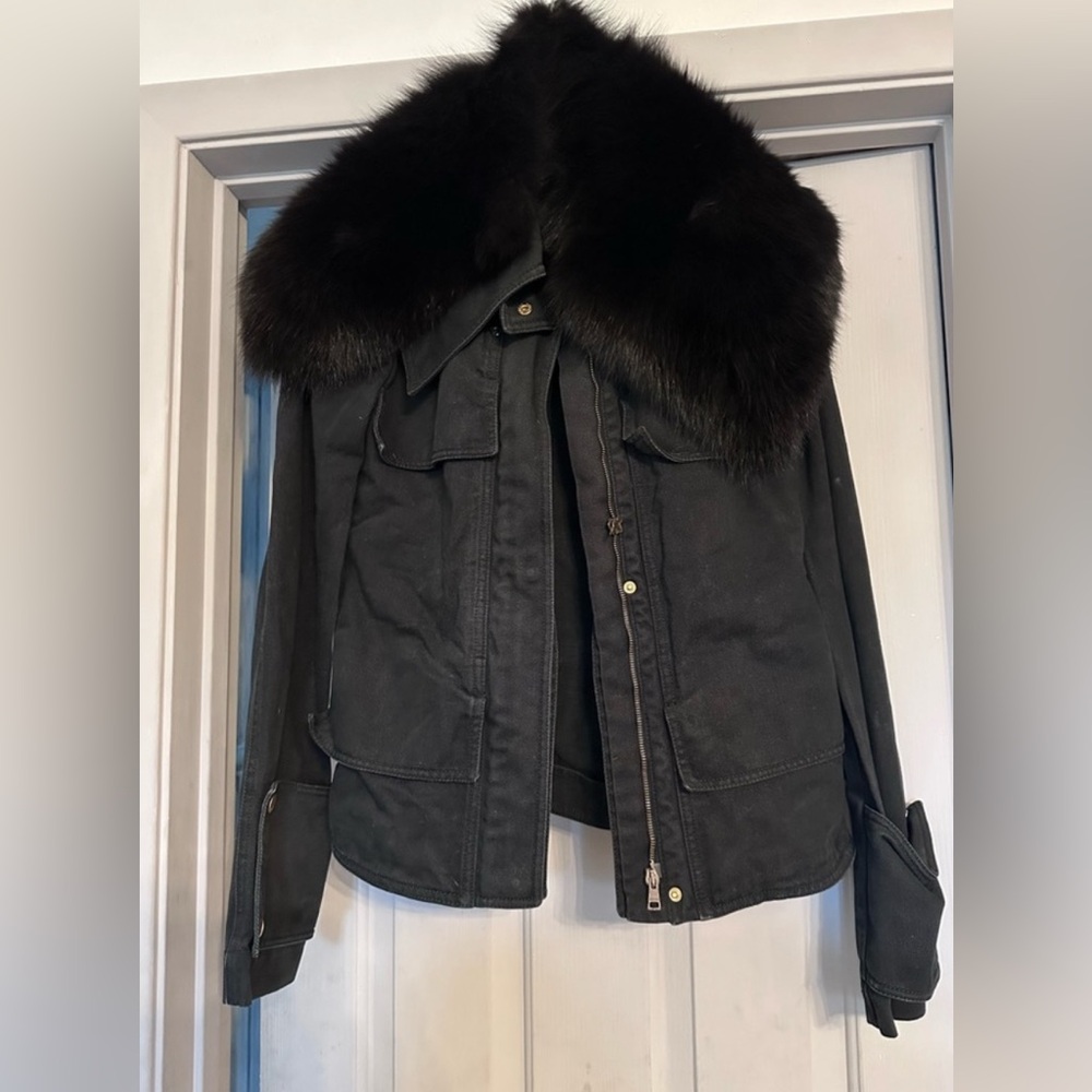 Gucci Black Utility Jacket with Fur Collar